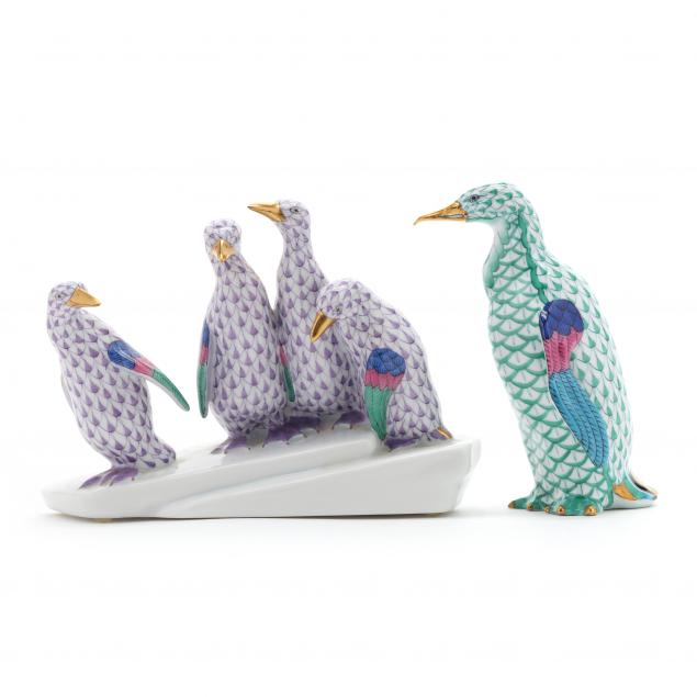 two-herend-porcelain-penguin-figurines
