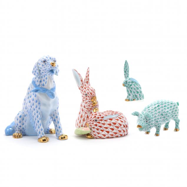 four-herend-porcelain-animals