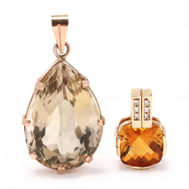 two-gold-and-citrine-pendants