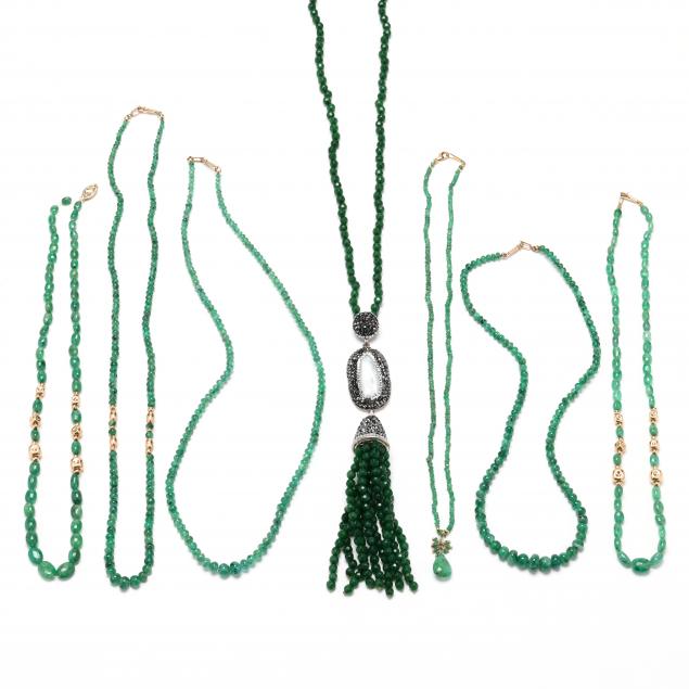 group-of-green-bead-necklaces