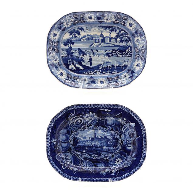 two-blue-and-white-transfer-platters