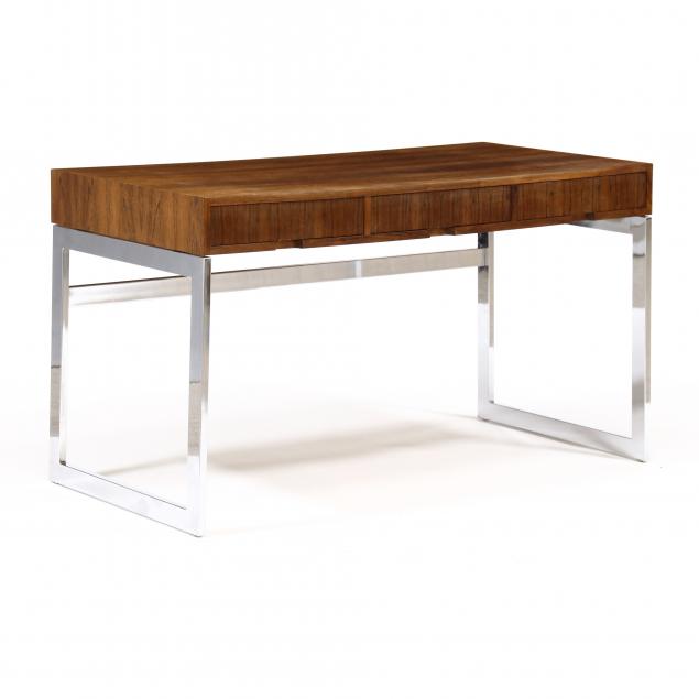 attributed-to-milo-baughman-american-1923-2003-rosewood-and-chrome-desk
