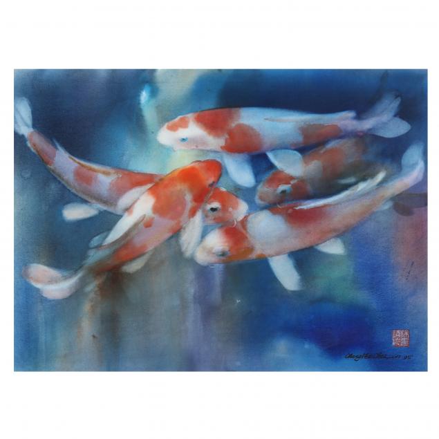 cheng-khee-chee-chinese-b-1934-watercolor-of-fish