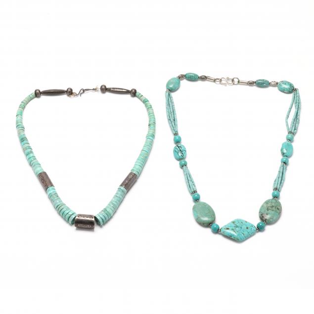 two-silver-and-turquoise-bead-necklaces