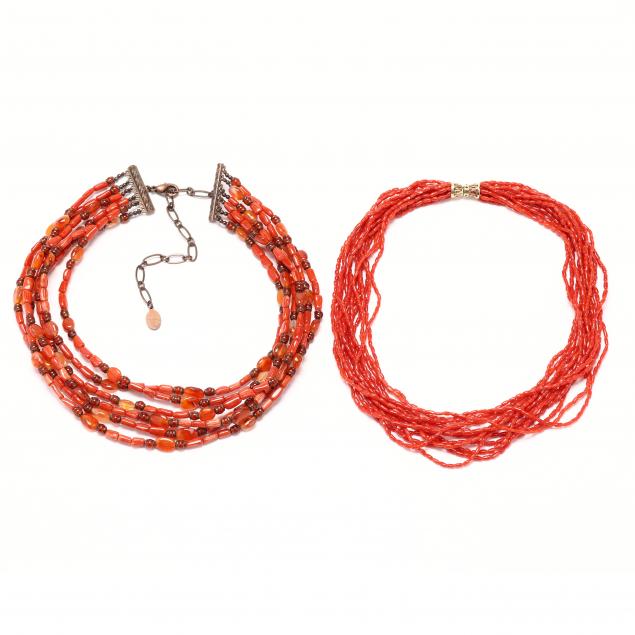 two-multi-strand-coral-bead-necklaces