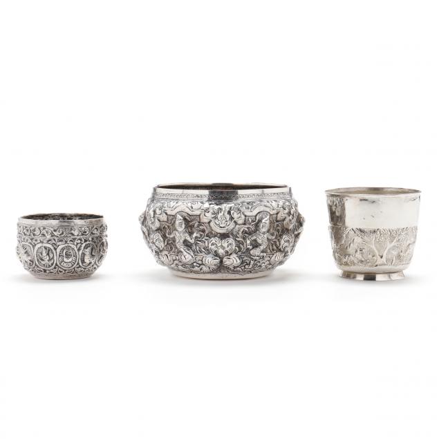group-of-burmese-and-southeast-asian-silver-bowls