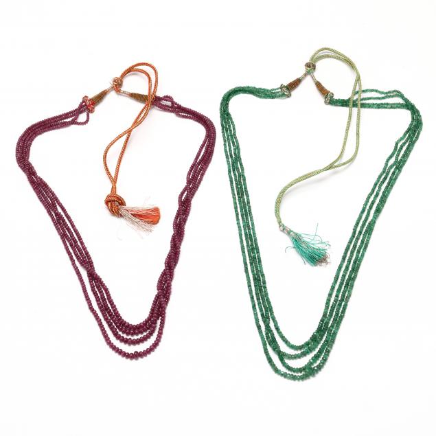 two-multi-strand-gemstone-necklaces