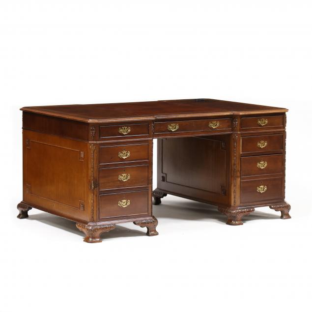 georgian-style-mahogany-leather-top-partner-s-desk