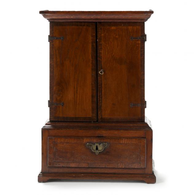 antique-english-inlaid-oak-miniature-collector-s-cabinet