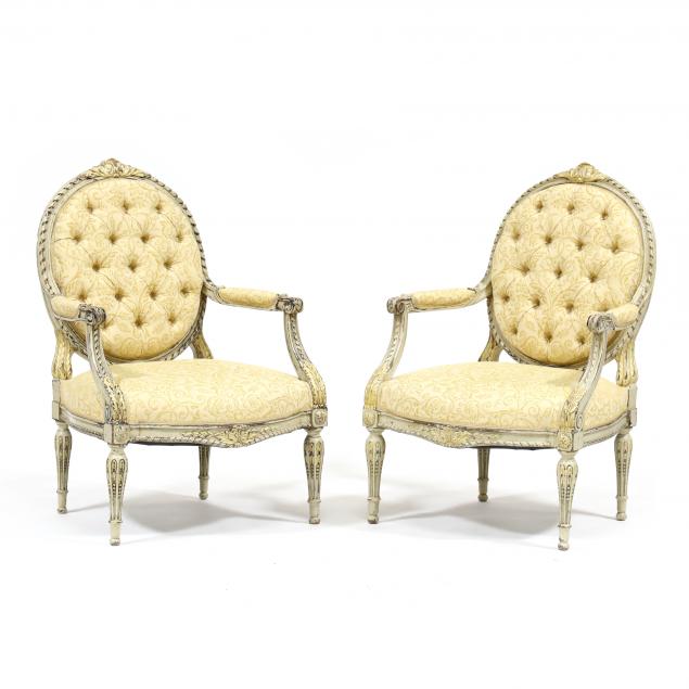 pair-of-vintage-louis-xvi-style-carved-and-painted-fauteuil