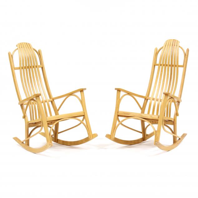 pair-of-amish-made-oak-rocking-chairs