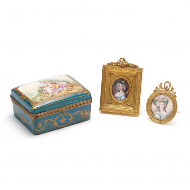 group-of-french-accessories-including-a-dresser-box-and-portrait-miniatures
