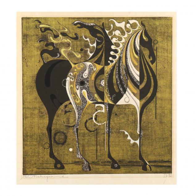 tadashi-nakayama-japanese-1927-2014-woodblock-print-of-two-horses