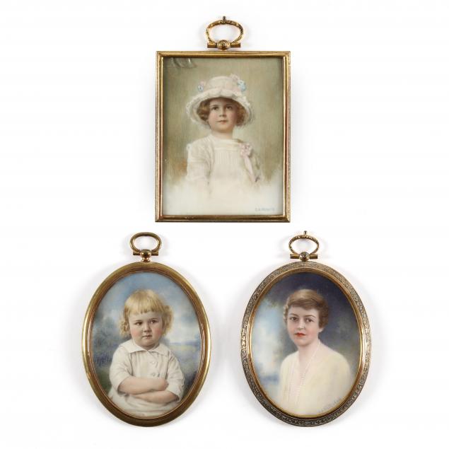 american-school-early-20th-century-three-signed-revivalist-portrait-miniatures