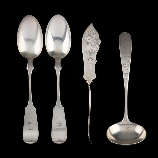 four-american-sterling-silver-flatware-servers