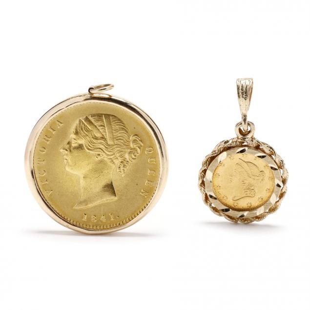 two-gold-coin-pendants