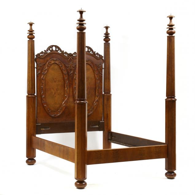 american-rococo-revival-walnut-tall-post-bed