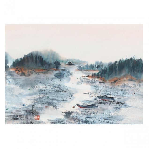 jean-kigel-american-20th-21st-century-sumi-e-landscape-painting