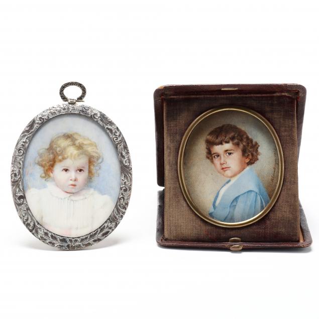 two-revivalist-period-portrait-miniatures-of-children