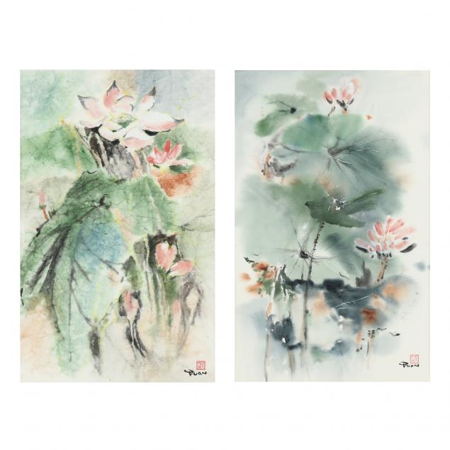 mun-quan-chinese-american-1917-2000-floral-paintings-two-works