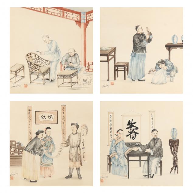 alan-song-chinese-school-20th-century-group-of-genre-paintings-four-works