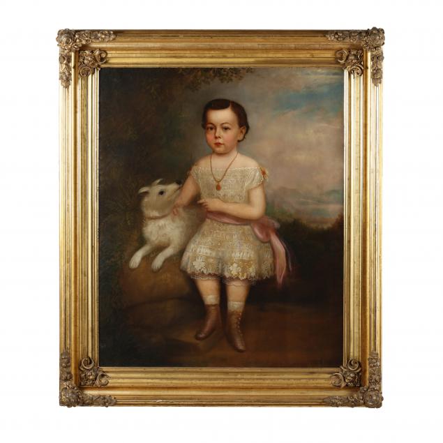 american-school-early-19th-century-portrait-of-a-young-girl-and-dog