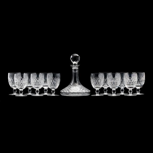waterford-crystal-ship-s-decanter-and-twelve-glasses