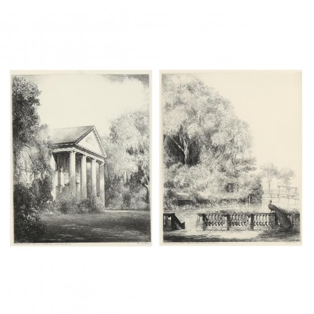 louis-orr-american-1879-1961-two-north-carolina-etchings-picturing-orton-plantation