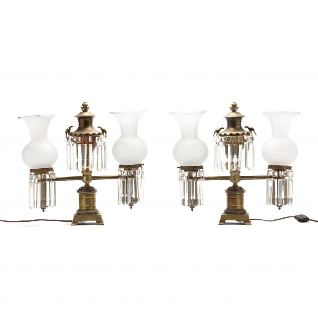 pair-of-double-arm-brass-and-drop-prism-argand-lamps