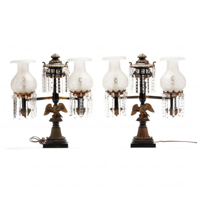 a-pair-of-bronze-and-crystal-double-arm-eagle-argand-lamps