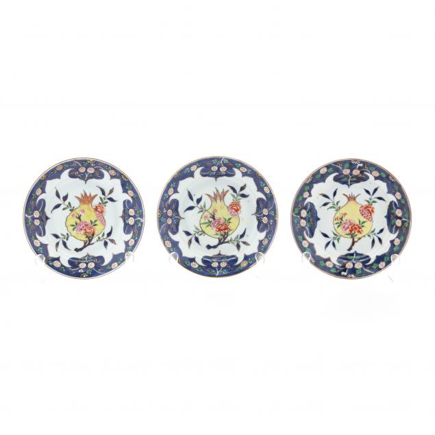 three-chinese-export-porcelain-pomegranate-plates-made-for-persian-market