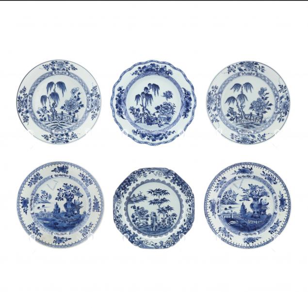 a-collection-of-chinese-export-blue-and-white-porcelain-plates