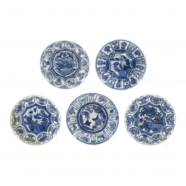 a-collection-of-chinese-blue-and-white-porcelain-kraak-style-dishes