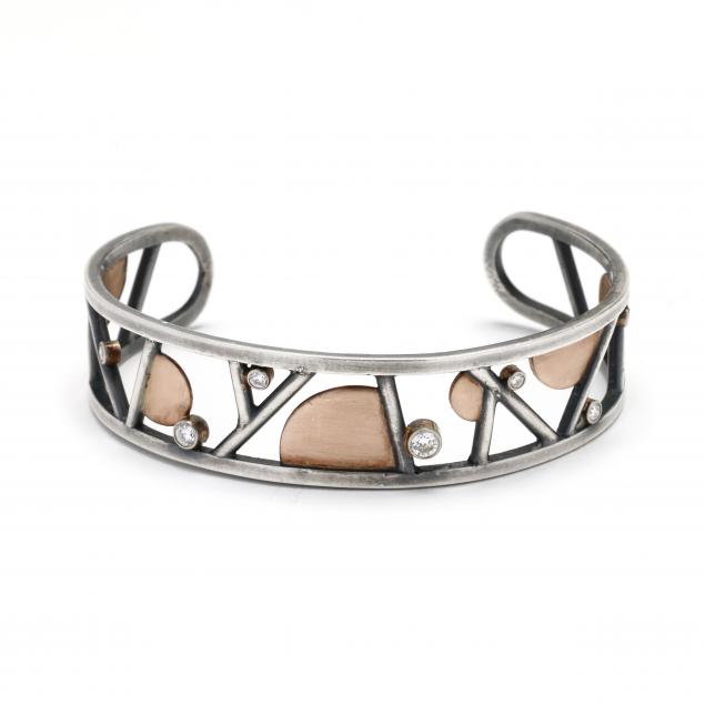 sterling-silver-rose-gold-and-diamond-cuff-bracelet-jewelsmith