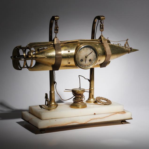 a-rare-french-brass-industrial-torpedo-timepiece-with-automaton