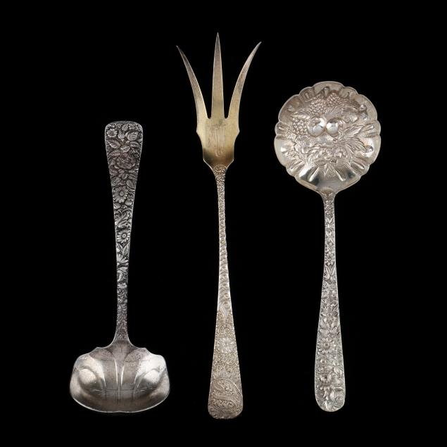 three-antique-american-sterling-silver-flatware-servers-inlcuding-repousse