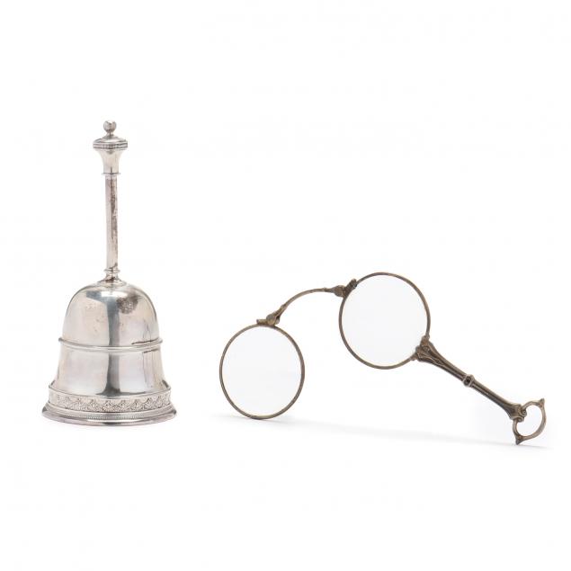 an-american-sterling-silver-bell-and-pair-of-lorgnette-glasses