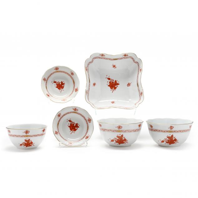 herend-i-chinese-bouquet-rust-i-selection-of-six-bowls