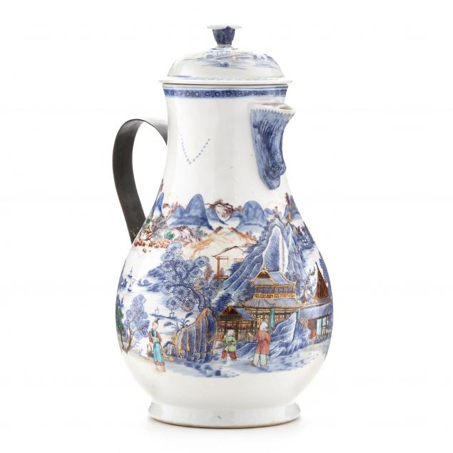 a-large-chinese-export-porcelain-pitcher-with-cover