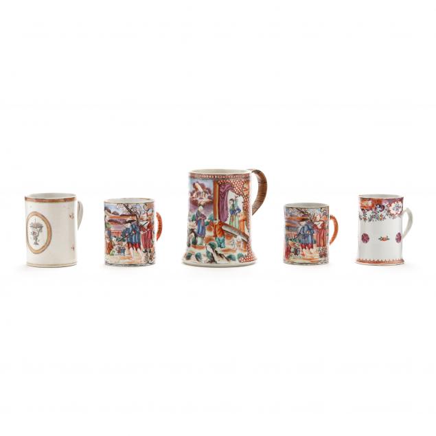 a-selection-of-chinese-export-porcelain-tankard-mugs