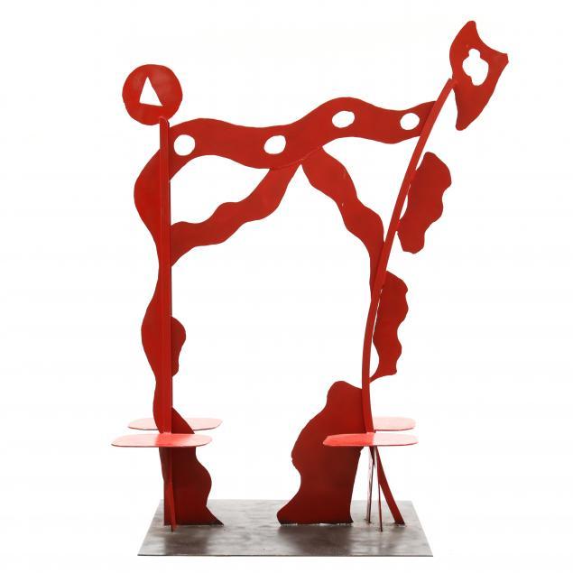 sam-ezell-nc-modernist-sculptural-red-steel-bench