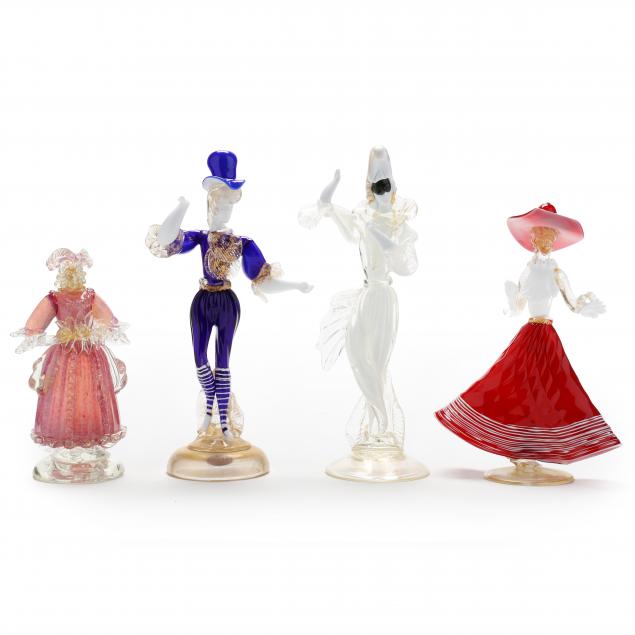 four-murano-blown-glass-figures