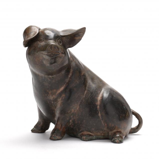 a-patinated-bronze-model-of-a-seated-pig