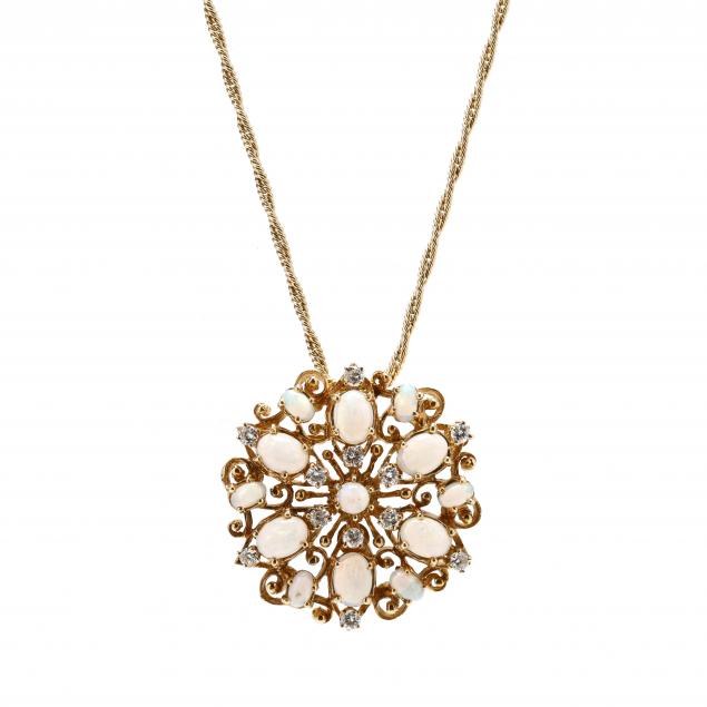 gold-opal-and-diamond-pendant-brooch-with-chain