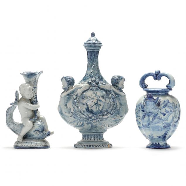 three-blue-and-white-majolica-pieces-cantagalli