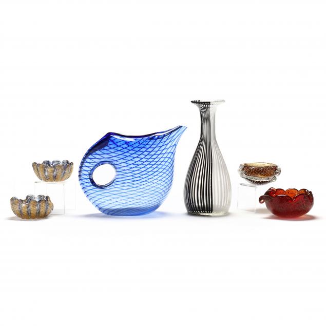 six-pieces-of-assorted-modern-art-glass