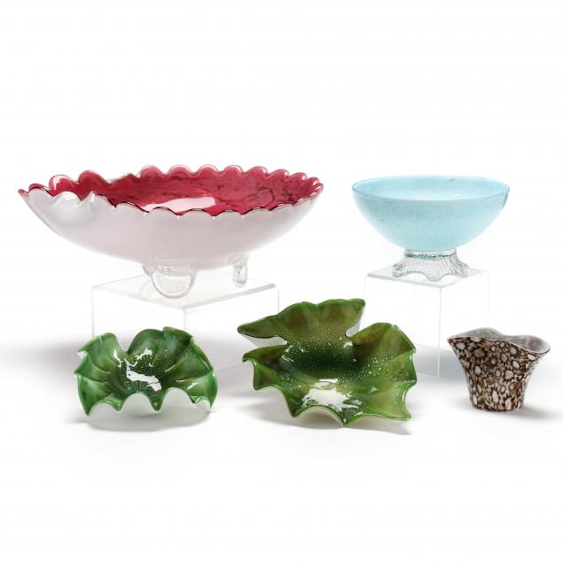 five-assorted-pieces-of-vintage-murano-art-glass