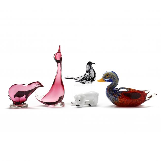 five-murano-art-glass-animals