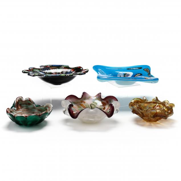 five-vintage-murano-multicolor-art-glass-bowls