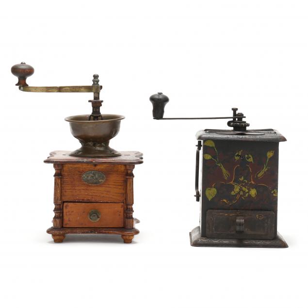 two-antique-coffee-grinders